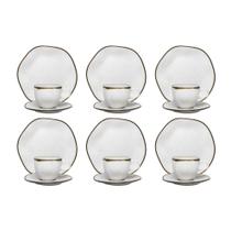 Jogo Pratos Sobremesa E Xícaras De Porcelana Oxford Ryo Maresia 18 Peças Kit Completo Jogo Pratos Sobremesa E Xícaras De Porcelana Oxford Ryo Maresia 18 Peças Kit Completo