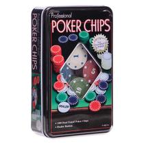 Jogo Profissional Poker Chips Lata 100 Fichas + Ficha Dealer