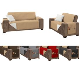 Jogo protetor de sofá impermeavel ultrassonico king 2 e 3 lugares caqui e palha Jogo protetor de sofá impermeavel ultrassonico king 2 e 3 lugares caqui e palha