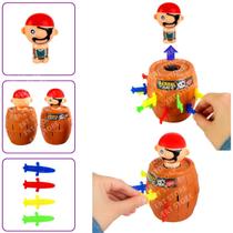 Jogo Pula Pirata Barril Com Espadas Jump 18 Peças Brinquedo de Mesa Passa Tempo