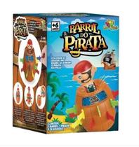 Jogo Pula Pirata com Barril Grande 16 x 10 cm Jogue até o Pirata Pular do Barril