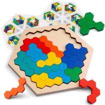 Jogo Puzzle racha-cuca montagem peças colméia hexagonal