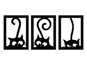 Jogo Quadros 3 Gatos Decorativos Quarto Infantil Decoração