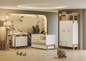 Jogo Quarto De Bebê Fantasia Com 3 Peças Qmovi Branco Acetinado