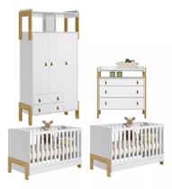 Jogo Quarto De Bebê Para Gêmeos Com 2 Berços Cômoda Roupeiro Qmovi Jogo Quarto De Bebê Para Gêmeos Com 2 Berços Cômoda Roupeiro Qmovi