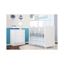 Jogo Quarto Infantil Cômoda e Berço Simples Doce Sonho Branco - Qmovi