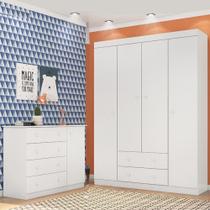 Jogo Quarto Infantil - Guarda Roupa e Cômoda Helena - Branco Jogo Quarto Infantil - Guarda Roupa e Cômoda Helena - Branco