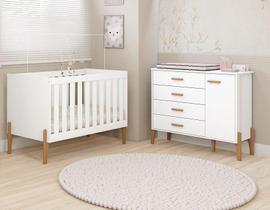 Jogo Quarto Infantil Iris 100% MDF- Com Berço Mini Cama e Gaveteiro Sistema Antitombamento - Moveis Estrela