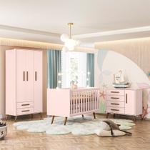 Jogo Quarto Infantil Q Encanto Retrô 3 Peças Berço Cômoda Guarda Roupa Qmovi Jogo Quarto Infantil Q Encanto Retrô 3 Peças Berço Cômoda Guarda Roupa Qmovi