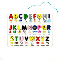 Jogo Quebra-Cabeça - Alfabeto Ilustrado Pedagógico 3D - Brinquedo Educativo Montessoriano - Elefante Colorido - Brinquedos Educativos