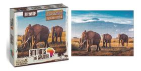 Jogo Quebra Cabeça Infantil Animais Savana Elefante Madeira