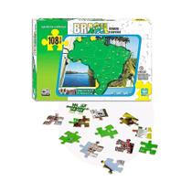 Jogo Quebra Cabeça Infantil Mapa do Brasil 108 pçs Brinquedo NIG