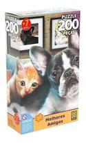 Jogo Quebra Cabeça Melhores Amigos Pets Cachorro Gato 200pçs