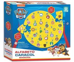 Jogo Quebra-Cabeça Patrulha Canina Alfabeto CARACOL Brinquedo Pedagógico Madeira 26 Peças ILUSTRADAS