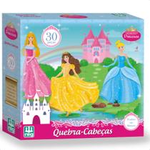 Jogo Quebra-Cabeça Princesas em Madeira 30 Peças +4 Anos Infantil Diversão Brinquedo Nig Brinquedos - 0792