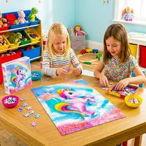 Jogo Quebra Cabeça Unicornio 150 pçs Menina Rosa Montar Jogo Quebra Cabeça Unicornio 150 pçs Menina Rosa Montar
