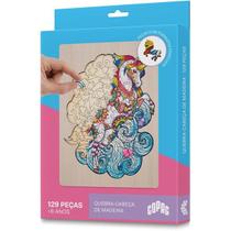 Jogo Quebra Cabeças de Madeira Unicórnio 129 Peças - Copag - 33368