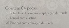 Jogo queen 300 fios cristal renda renascenca rosa petala 4 pc buettner