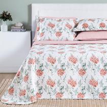 Jogo Queen Size Colcha Selin Algodão 200 Fios Bordado Luxuoso