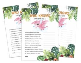 Jogo "Quem Conhece Melhor a Mamãe" para Chá de Bebê, Tema Dinossauro, 50 Unidades - Inkdotpot Jogo "Quem Conhece Melhor a Mamãe" para Chá de Bebê, Tema Dinossauro, 50 Unidades - Inkdotpot