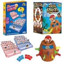 Jogo Quem Sou Eu + Jogo Pula Pirata Barril do Pirata Brinquedo Jogo Quem Sou Eu + Jogo Pula Pirata Barril do Pirata Brinquedo