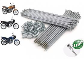 Jogo Raio Cromado Moto Dianteiro ou Traseiro Honda Titan Fan Start 125 150/ Yamaha ybr 125 FREIO TAMBOR 4mm