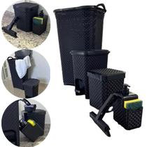 Jogo Rattan Para Organização E Limpeza, Cozinha E Lavanderia