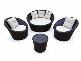 Jogo Redondo Jardim Varanda Área Externa Composto Por 1 Chaise 2 Chaise Mini e 1 Mesa Centro, Extrtura de Alumínio e Fibra cor Tabaco Jogo Redondo Jardim Varanda Área Externa Composto Por 1 Chaise 2 Chaise Mini e 1 Mesa Centro, Extrtura de Alumínio e Fibra cor Tabaco