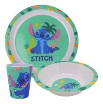 Jogo Refeição Infantil Melamina Stitch Disney 3 Peças - Yangzi