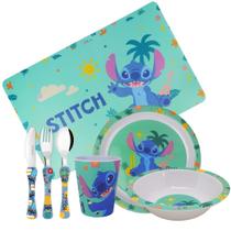 Jogo Refeição Infantil Melamina Stitch Disney 7 Peças Incluso Talheres Inox - Tuut Jogo Refeição Infantil Melamina Stitch Disney 7 Peças Incluso Talheres Inox - Tuut