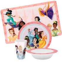 Jogo Refeição Infantil Princesas Disney 3 Peças Prato, Tigela e Copo Melamina - Tuut