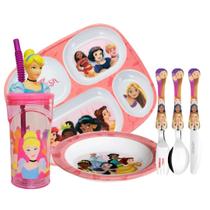 Jogo Refeição Infantil Princesas Disney 6 Peças Prato Divisória, Prato Fundo, Copo e Talheres - Tuut Jogo Refeição Infantil Princesas Disney 6 Peças Prato Divisória, Prato Fundo, Copo e Talheres - Tuut