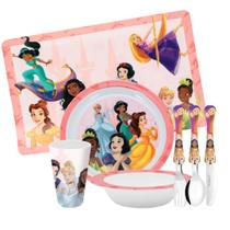 Jogo Refeição Infantil Princesas Disney 7 Peças Tigelas, Copo, Lugar Americano e Talheres - Tuut