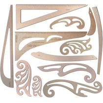 Jogo Réguas Corte Costura Francesa Decotes Alfaiate - 12 Pçs