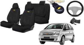 Jogo Revestimento Tecido para Assentos Meriva 2001+2012 + Volante + Chaveiro GM