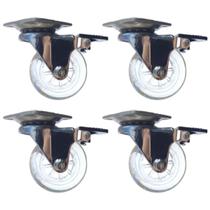 Jogo Rodizios Gel/silicone Rodinha Giratorio 50mm Com Trava