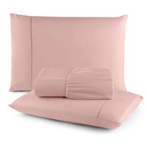Jogo Roupa de Cama Lençol Casal 3 Peças Ponto Palito Micropercal 400 Fios Luxuoso