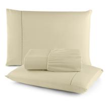 Jogo Roupa de Cama Lençol Casal King 3 Peças Ponto Palito Micropercal 400 Fios Luxuoso