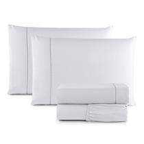 Jogo Roupa de Cama Lençol Casal Queen 4 Peças Ponto Palito Micropercal 400 Fios Luxuoso