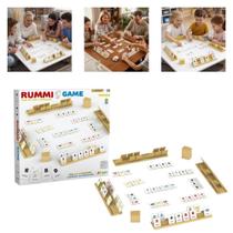 Jogo rummi kub 106 pecas madeira mdf 4 suportes tabuleiro educativo crianca adulto