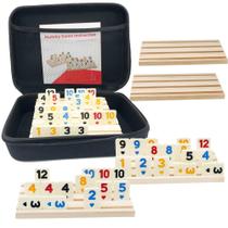 Jogo Rummy DOLLERGO Rummy Cube para 6 jogadores com prateleiras de madeira