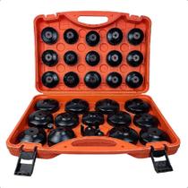 Jogo Saca Filtro de Óleo 30 Peças Profissional CRV Universal 65 a 120mm com Copos e Garra Tipo Aranha Oficina Mecânica
