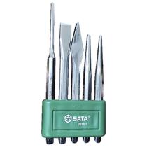 Jogo Saca Pinos Talhadeira Punção Aço 05 Peças Sata St09161S Jogo Saca Pinos Talhadeira Punção Aço 05 Peças Sata St09161S