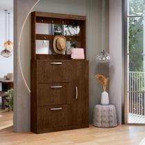 Jogo Sapateira e Porta Objetos com Espelho Caruá Malbec