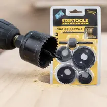 Jogo Serra Copo 6 Peças Aço Carbono Para Madeira Plástico PVC Gesso Cortes Precisos Instalações Elétricas Marceneiro