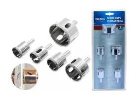 Jogo serra copo diamantada 5pçs piso porcelanato - Berg 6630005