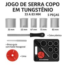 Jogo Serra Copo Tungstênio MTX 5 Peças 33 A 83Mm Com Broca E Lima 728429