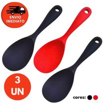 Jogo Silicone Maciço Kit Colher Pequena Colher Gde Arroz Pegador Massas Concha Feijão