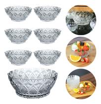 Jogo Sobremesa Vidro Cumbuca Tigela Bowl Pineapple 7 Peças Cor Cristal
