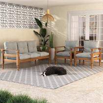 Jogo Sofá 3 Lugares 2 Poltronas Liz Multimóveis Imbuia/cinza